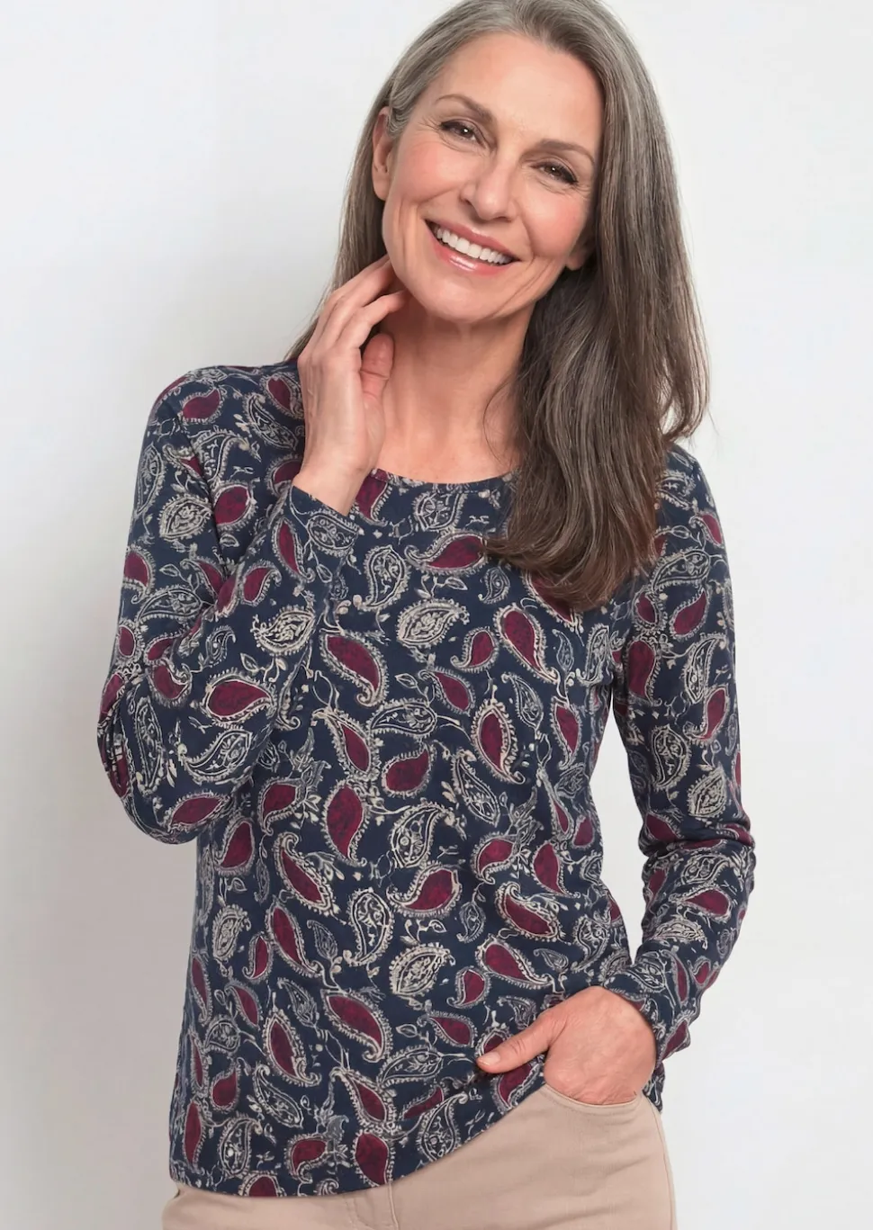 Langarmshirt mit Paisley-Muster