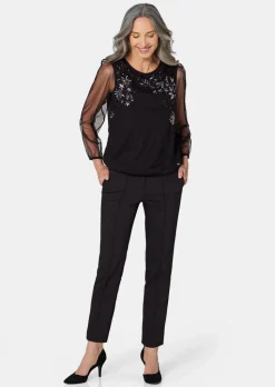 Langarmshirt mit transparenten Ärmeln