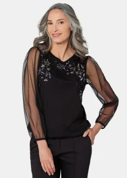 Langarmshirt mit transparenten Ärmeln