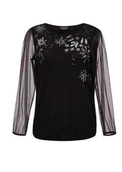 Langarmshirt mit transparenten Ärmeln
