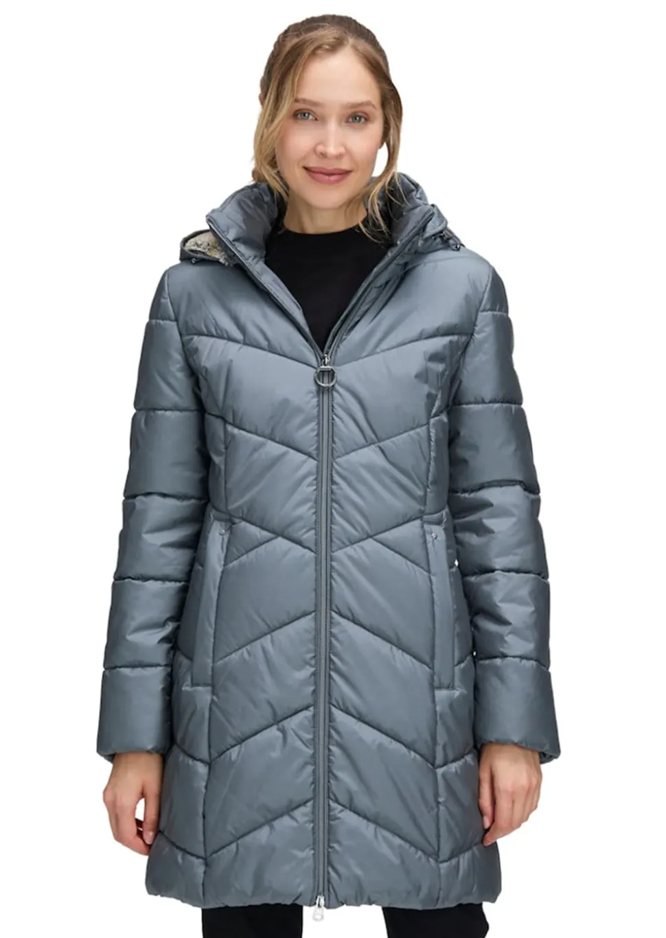Lange Outdoorjacke mit 2-Wege-Reißverschluss