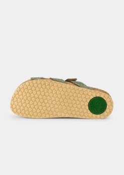 Leder-Pantoletten mit Klettverschluss