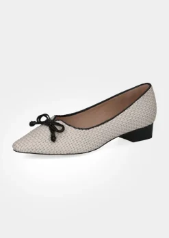 Leder-Pumps in Flechtoptik mit Blockabsatz