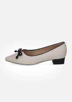 Leder-Pumps in Flechtoptik mit Blockabsatz