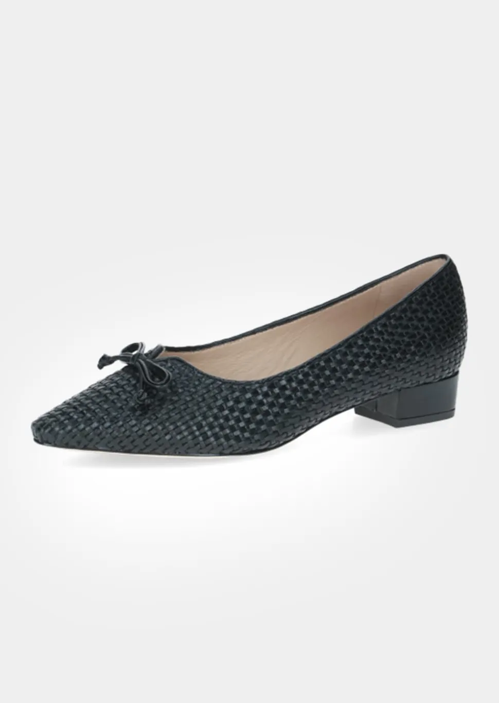 Leder-Pumps in Flechtoptik mit Blockabsatz