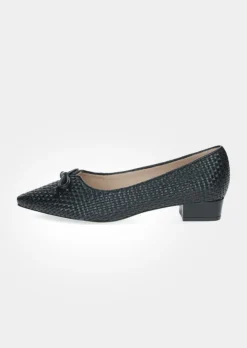 Leder-Pumps in Flechtoptik mit Blockabsatz