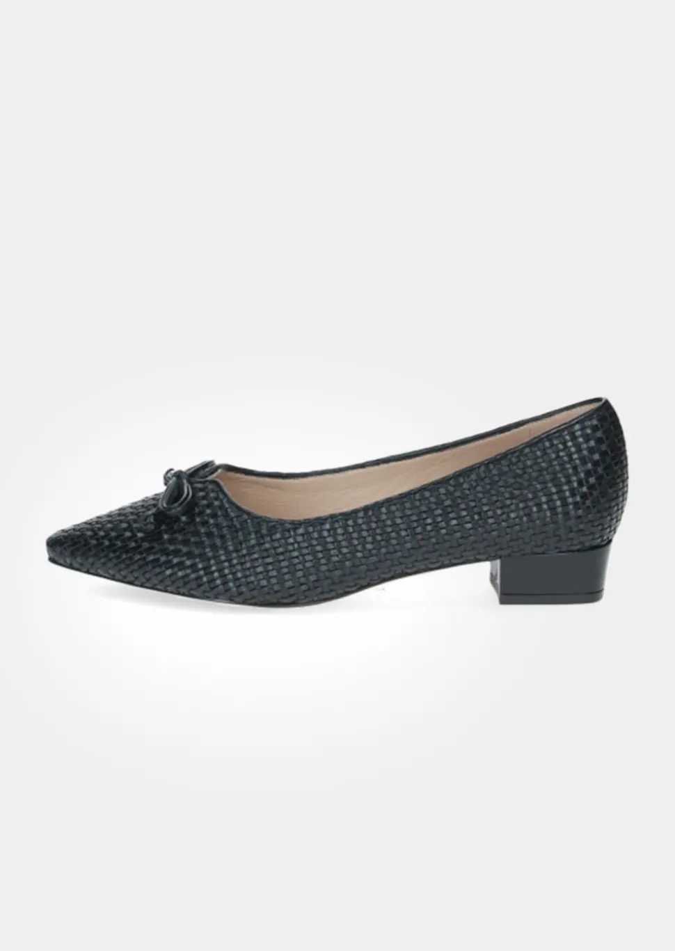 Leder-Pumps in Flechtoptik mit Blockabsatz