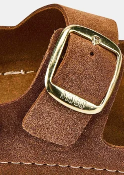 Leder-Sandalen mit goldfarbenen Schnallen
