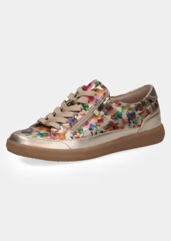 Leder-Sneaker mit Blumenprint