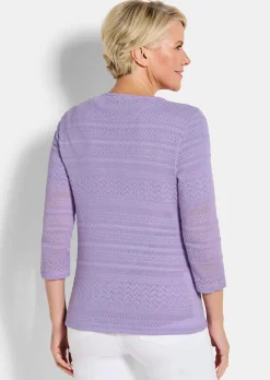 Leichte Shirtjacke in Ajourstrick-Optik