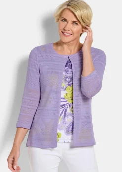 Leichte Shirtjacke in Ajourstrick-Optik