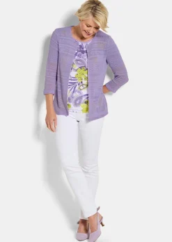 Leichte Shirtjacke in Ajourstrick-Optik