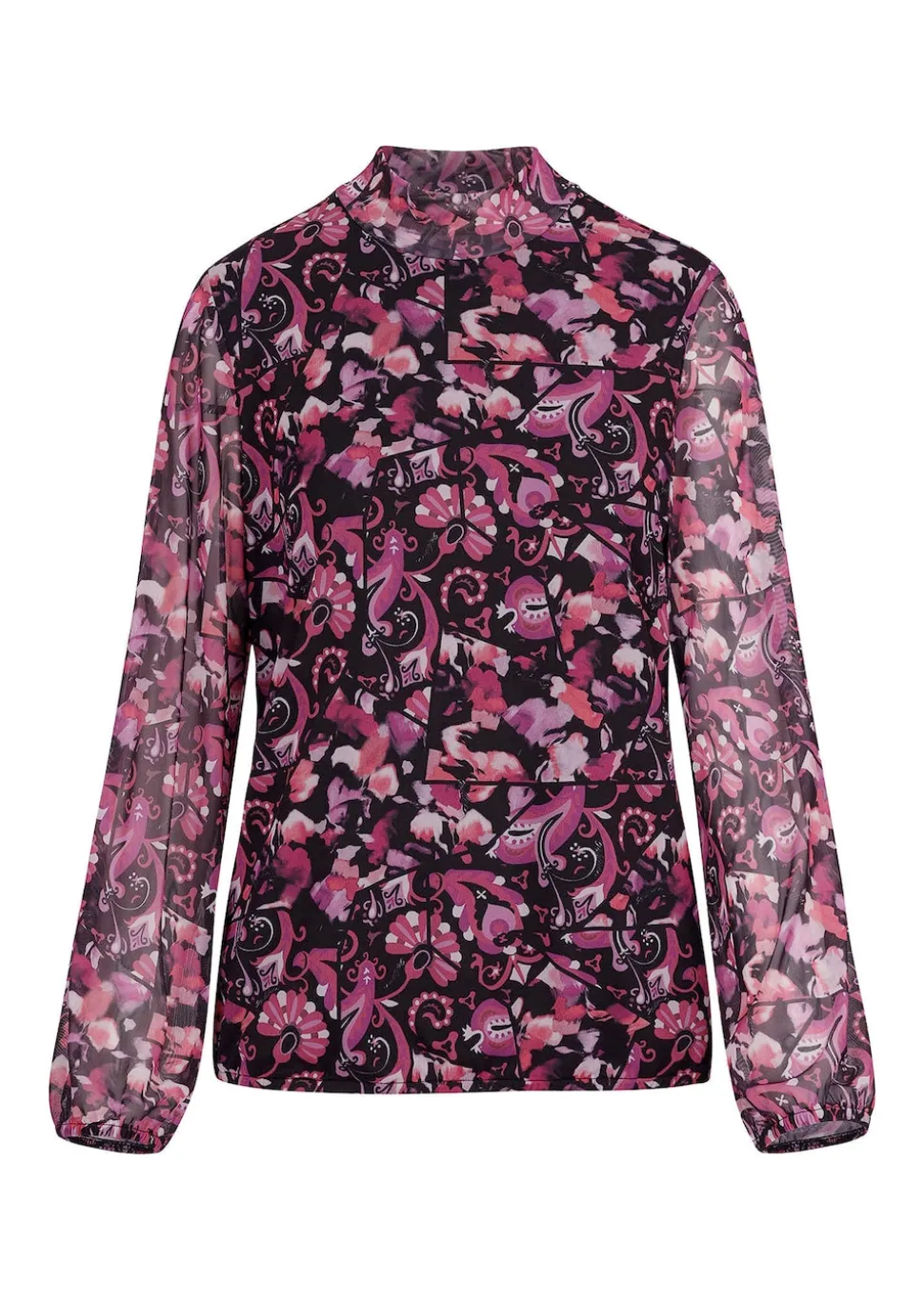 Leichtes Mesh-Shirt mit Stehkragen