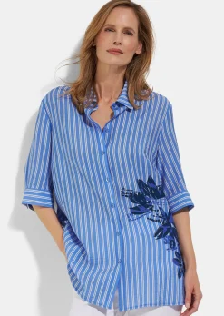 Längere Hemdbluse mit maritimen Streifen