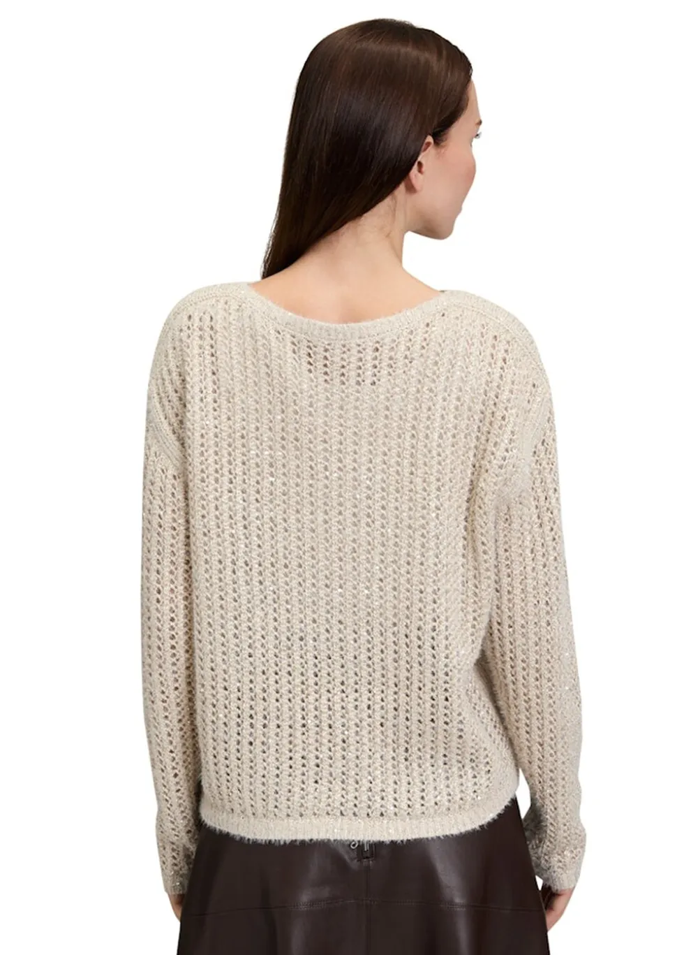 Lochstrick-Pullover mit Pailletten