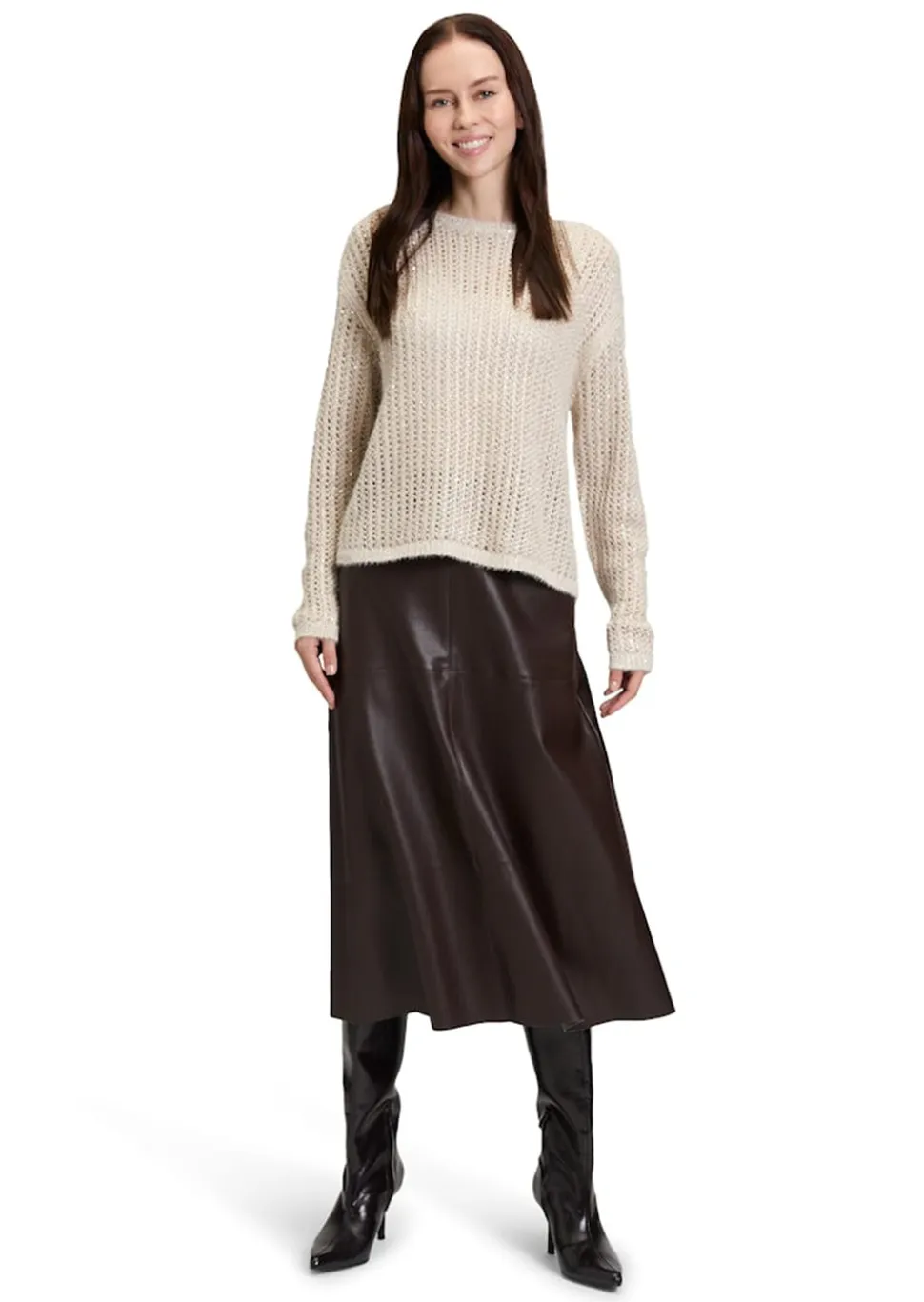 Lochstrick-Pullover mit Pailletten