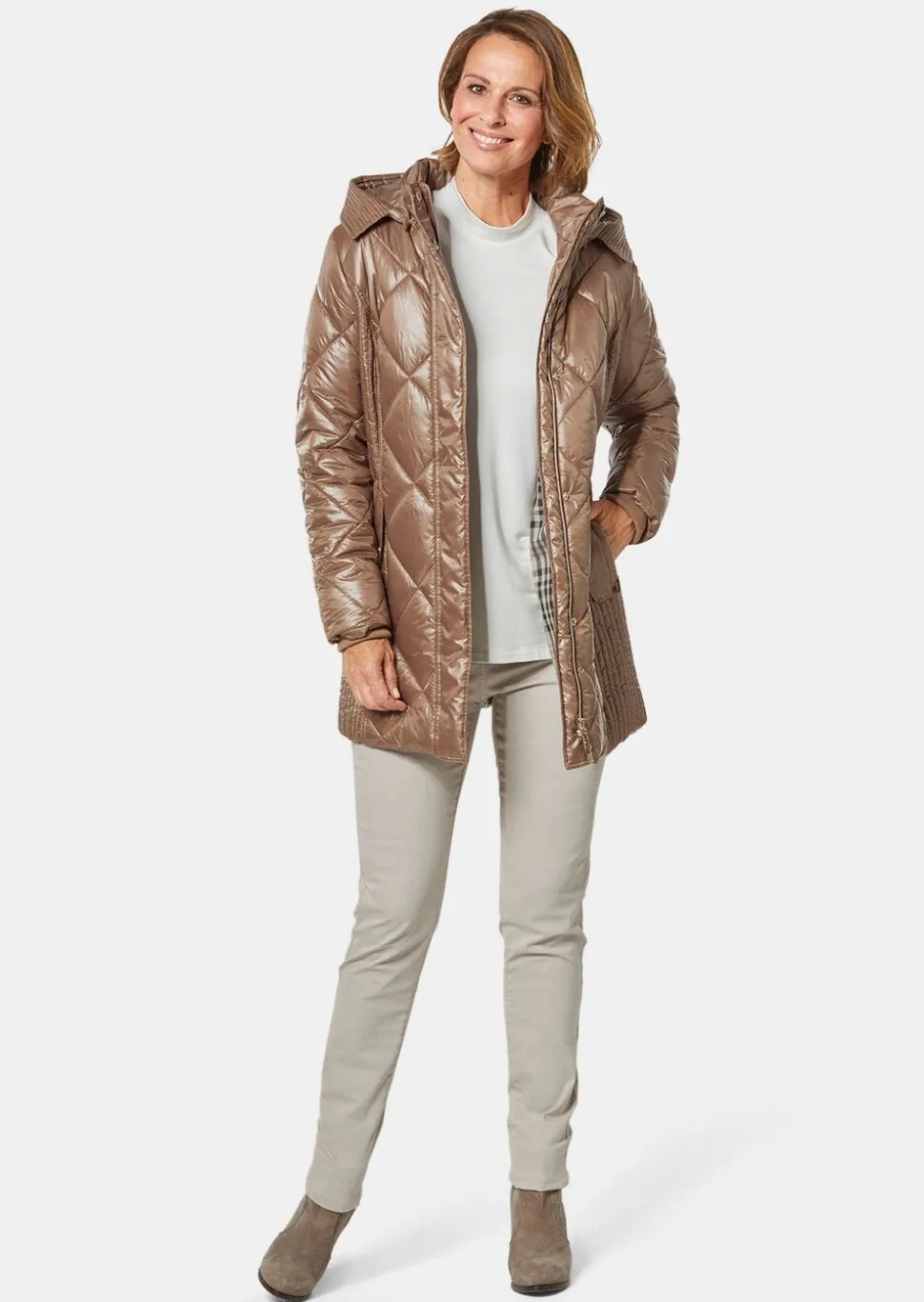 Longsteppjacke mit hübschem Innenfutter