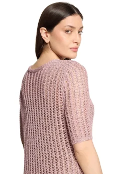 Luftiger Ajourpullover mit Pailletten