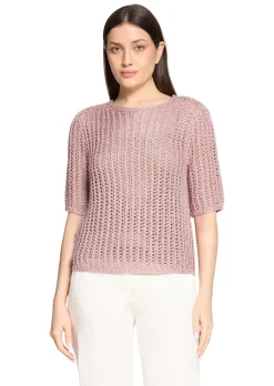 Luftiger Ajourpullover mit Pailletten