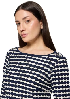 Maritimes Jerseykleid mit 3D-Struktur
