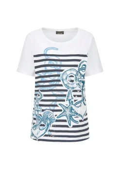 Maritimes Jersey-Shirt mit Glanzdetails