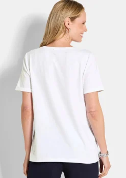 Maritimes Jersey-Shirt mit Glanzdetails