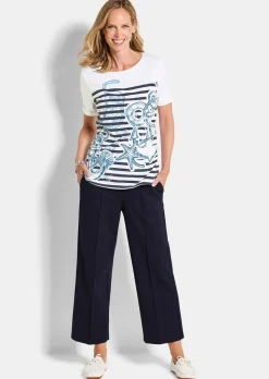 Maritimes Jersey-Shirt mit Glanzdetails
