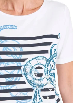 Maritimes Jersey-Shirt mit Glanzdetails