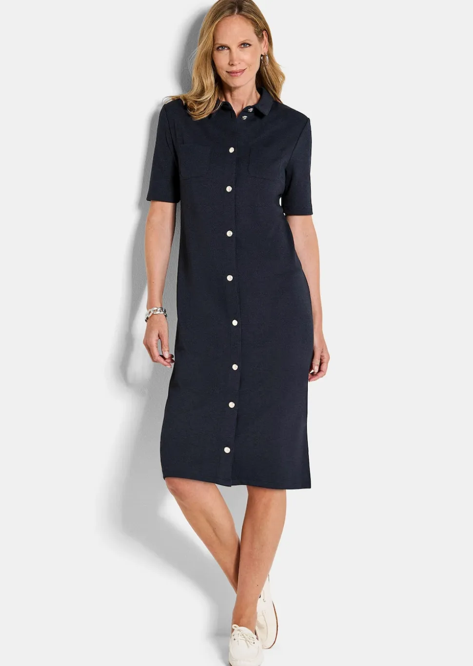 Maritimes Kleid aus Interlock Jersey