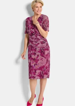 Mesh-Kleid in Wickeloptik