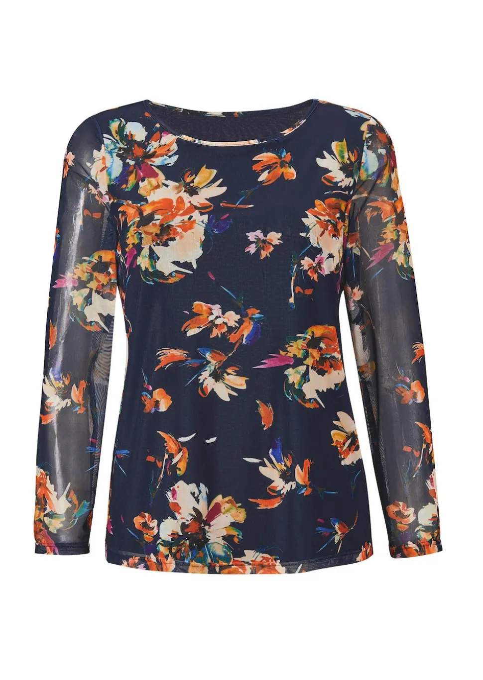 Mesh-Shirt im floralem Druck