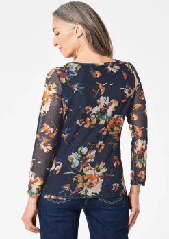 Mesh-Shirt im floralem Druck
