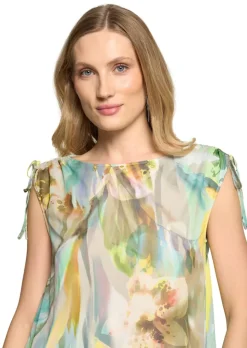 Mesh-Shirt mit geraffter Schulternaht