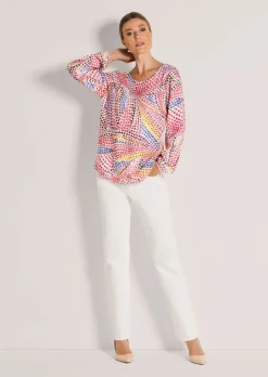 Multicolor-Bluse mit Tupfen
