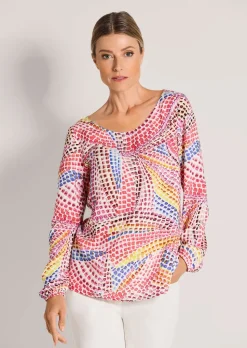 Multicolor-Bluse mit Tupfen