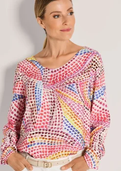 Multicolor-Bluse mit Tupfen