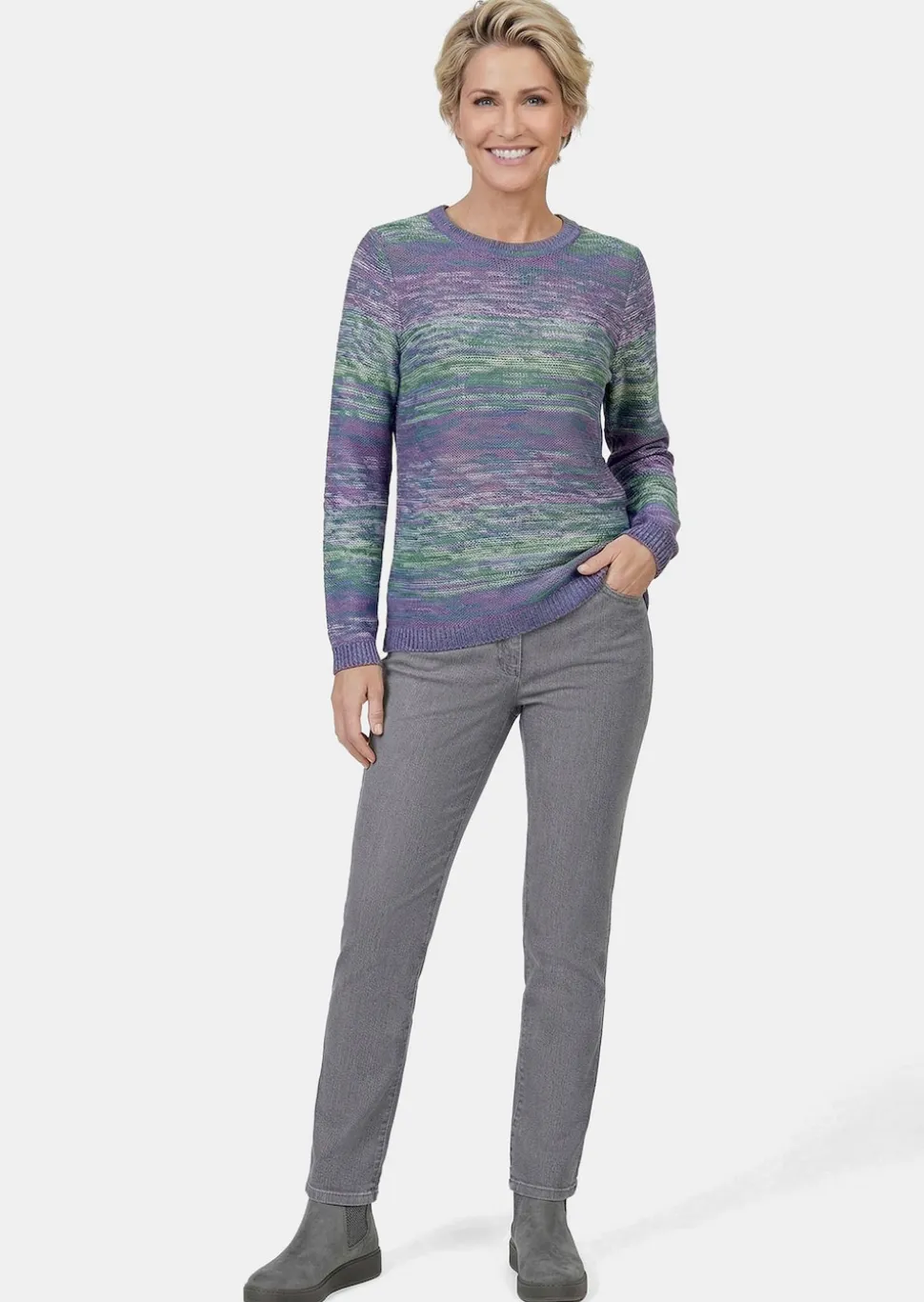 Multicolor-Pullover mit erfrischendem Farbverlauf