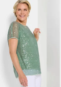Paillettenbluse mit Top aus Viskose-Satin