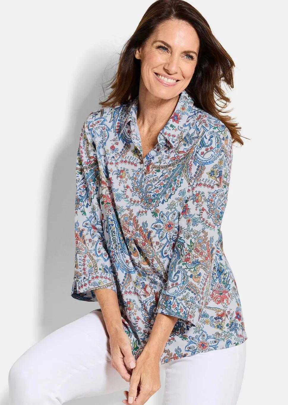 Paisley-Bluse mit Hemdkragen