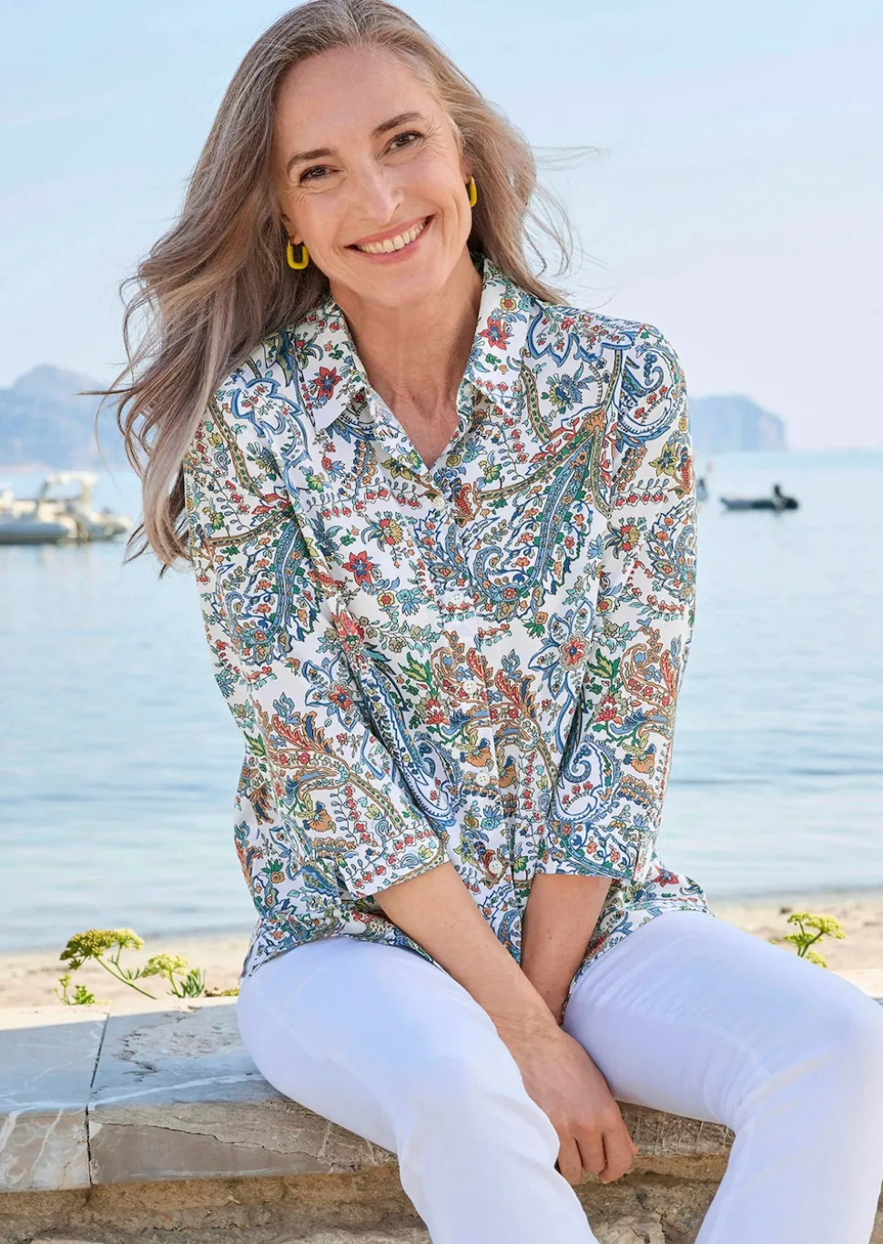 Paisley-Bluse mit Hemdkragen