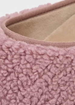 Pantoffeln mit Teddyflausch und Kautschuk-Sohle