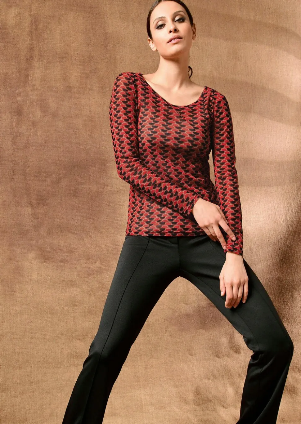 Pflegeleichtes Mesh-Shirt mit Grafik-Print