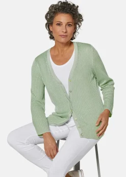 Pflegeleichte Strickjacke in hochwertiger Rippenstruktur
