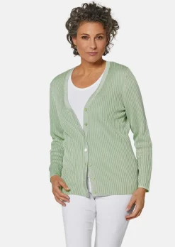 Pflegeleichte Strickjacke in hochwertiger Rippenstruktur