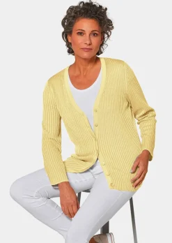Pflegeleichte Strickjacke in hochwertiger Rippenstruktur