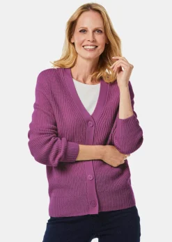 Pflegeleichte Strickjacke in hochwertiger Rippenstruktur