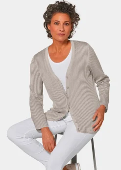 Pflegeleichte Strickjacke in hochwertiger Rippenstruktur