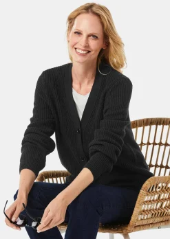 Pflegeleichte Strickjacke in hochwertiger Rippenstruktur