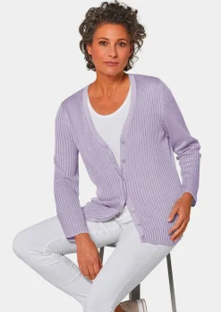 Pflegeleichte Strickjacke in hochwertiger Rippenstruktur