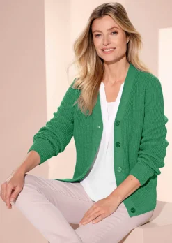 Pflegeleichte Strickjacke in hochwertiger Rippenstruktur